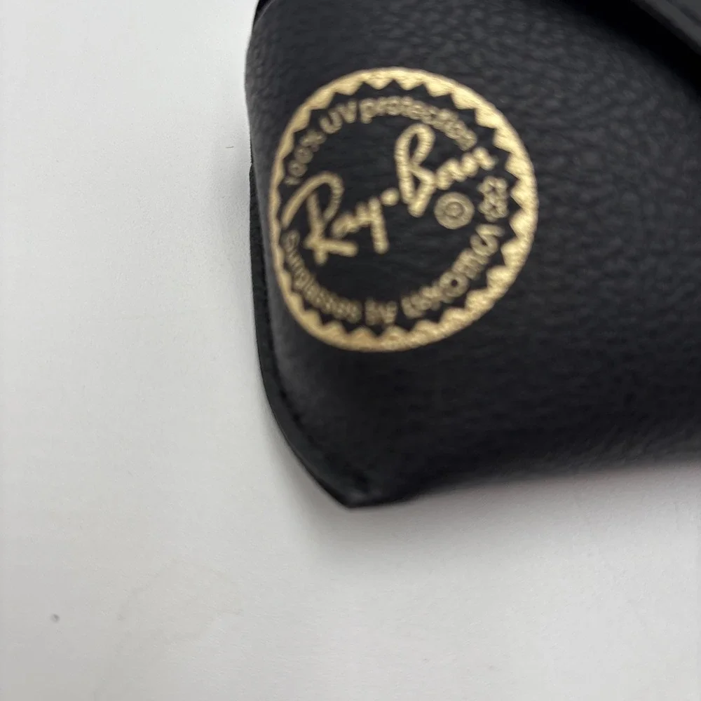 Ray Ban Sunglass Case Black Soft Shell Button Closure Cleaning Cloth Paper Work‎